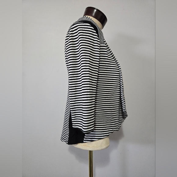 MELISSA NEPTON black And White Striped Open Front Cardigan. Size Small - Picture 4 of 12